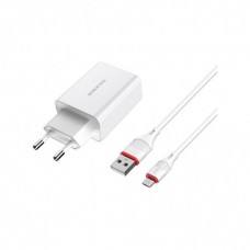 Зарядний пристрій BOROFONE BA21A Long Journey USB QC3.0 + cable USB to Micro 5P 18W White (6931474702470)