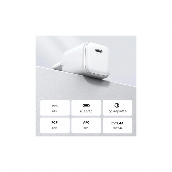 Зарядний пристрій Ugreen CD319 Nexode Mini USB-C PD30W GaN White (15326)