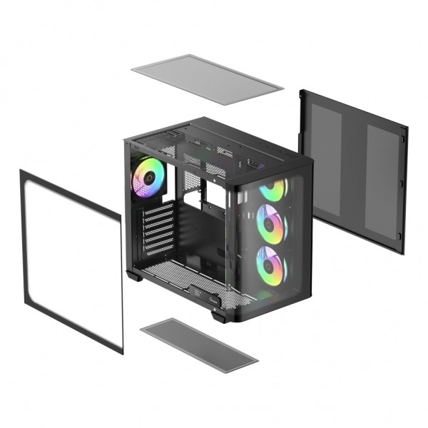 Корпус для ПК OCYPUS IOTA C70 BK CURVE ARGB DIGITAL (IOTA-C70-BKD400CD-GL)