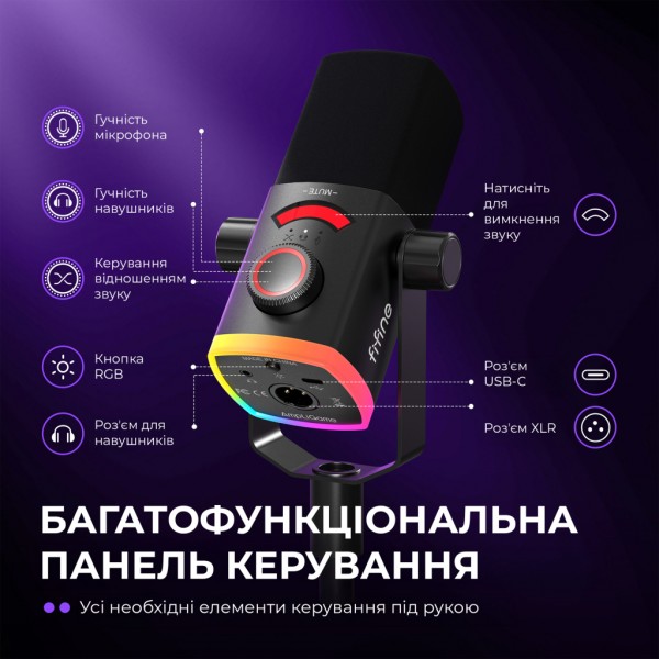 Мікрофон Fifine AM8PROS XLR/USB Black (AM8PROS)