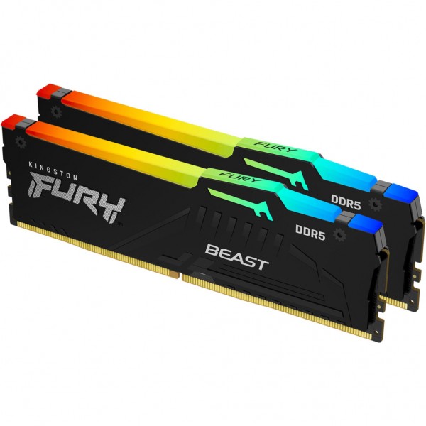 Модуль пам'яті для комп'ютера DDR5 32GB (2x16GB) 6000 MHz Beast RGB Kingston Fury (ex.HyperX) (KF560C36BBE2AK2-32)