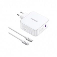 Зарядний пристрій UGREEN 3xUSB 140W GaN (2хUSB-C+USB-A) CD289 with C to C Cable 1.5 м White (15339)