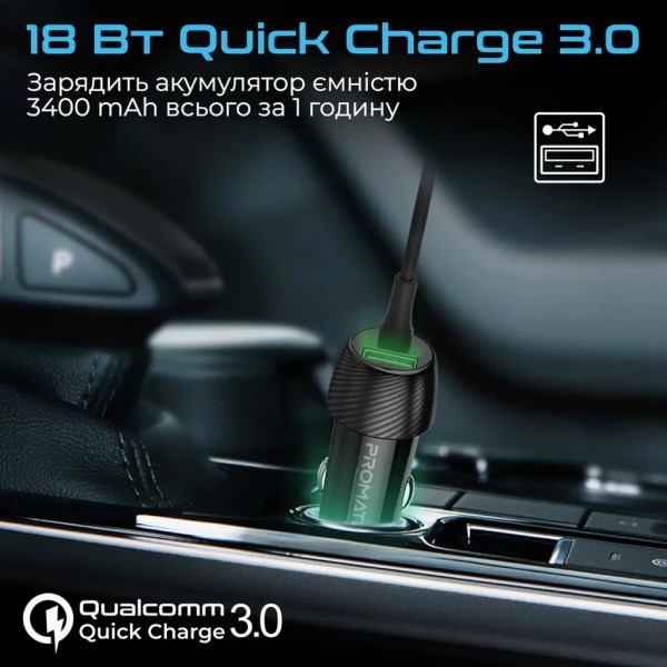 Зарядний пристрій Promate 33W USB-C + Lightning cables + USB-A port (powerdrive-33pdci.black)