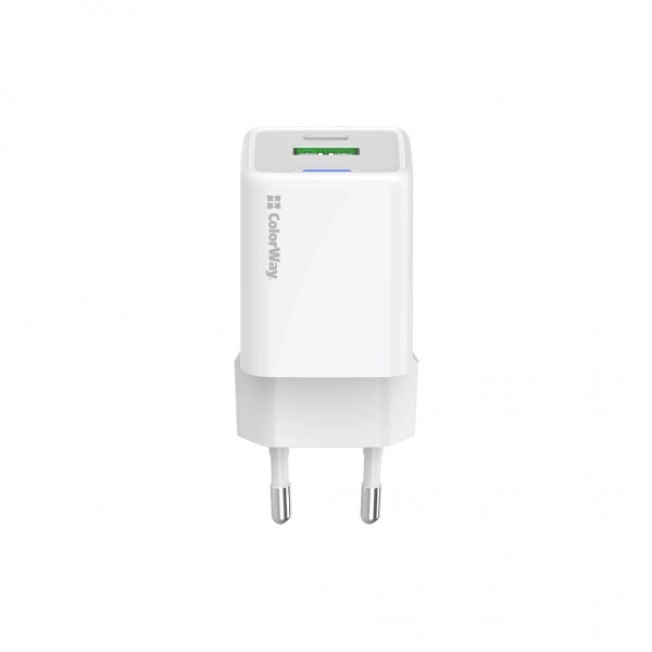 Зарядний пристрій ColorWay USB-C PD20W + 1xUSB QC4.0 white (CW-CHS062PD-WT)