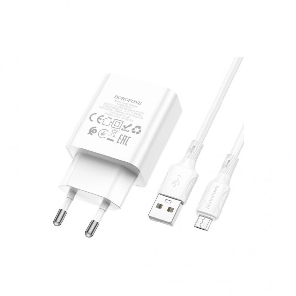 Зарядний пристрій BOROFONE BA74A Aspirer USB + cable USB to Micro 5P White (6974443388664)