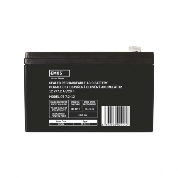 Батарея до ДБЖ EMOS B9674 AGM 12V 7,2Ah fast 6,3mm (B9674)