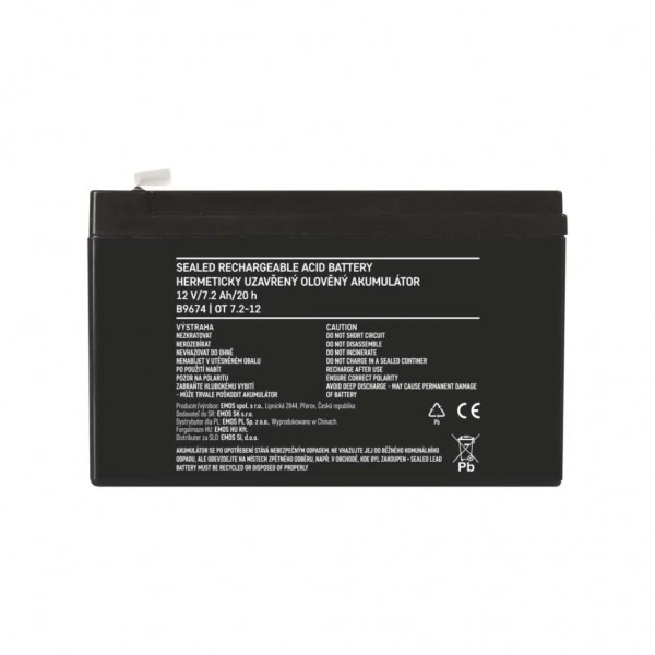 Батарея до ДБЖ EMOS B9674 AGM 12V 7,2Ah fast 6,3mm (B9674)