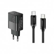 Зарядний пристрій Essager USB-C PD20W + cable USB-C to USB-C 60W black (E20JSB1-SYTT1-T)
