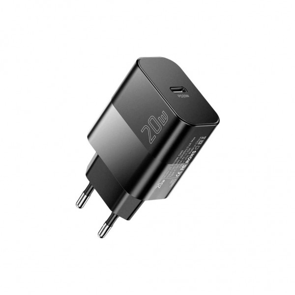 Зарядний пристрій Essager USB-C PD20W + cable USB-C to USB-C 60W black (E20JSB1-SYTT1-T)