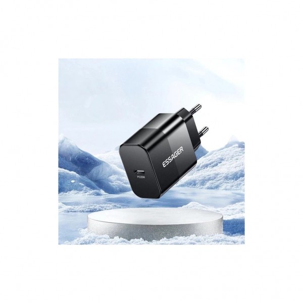 Зарядний пристрій Essager USB-C PD20W + cable USB-C to USB-C 60W black (E20JSB1-SYTT1-T)