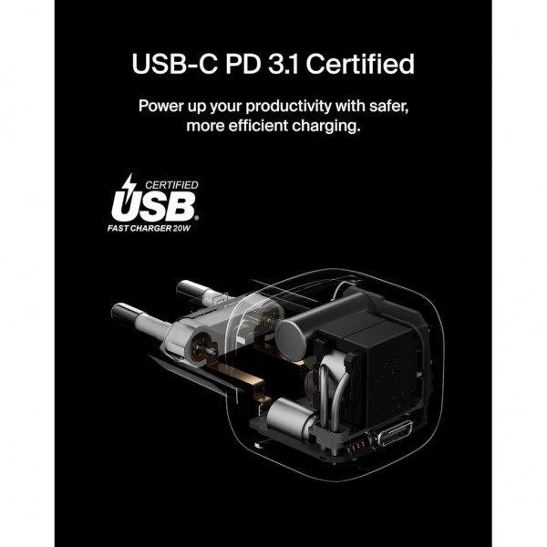 Зарядний пристрій Belkin USB-C PD20W PPS white (WCA009KQWH)