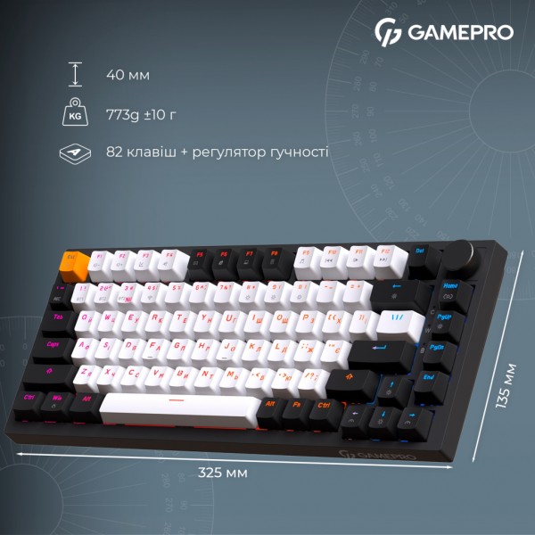 Клавіатура GamePro Asgard Valhalla MK160B Pro 75 RGB Wireless/Bluetooth/USB Black (MK160B Pro)