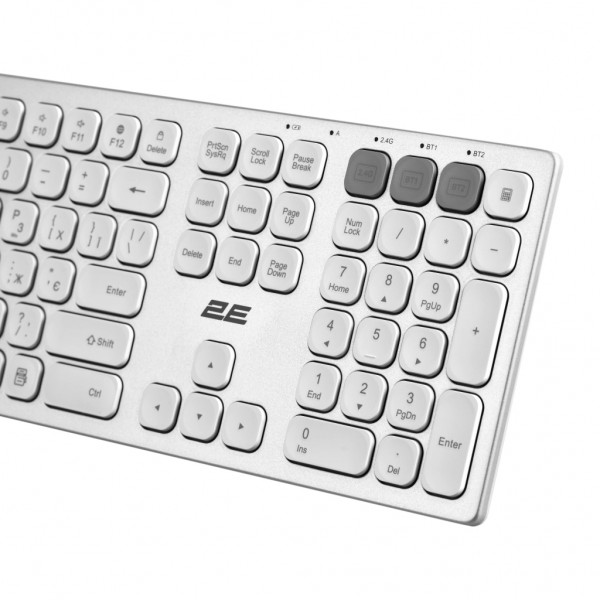 Клавіатура 2E KS270 109key Wireless UA Silver/White (2E-KS270WBWH_UA)