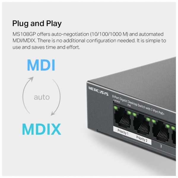 Комутатор мережевий Mercusys MS108GP