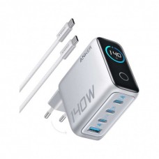 Зарядний пристрій Anker Laptop GaN 140W 3xUSB-C PD3.1 + USB-A + display + cable Silver (B2697G41)