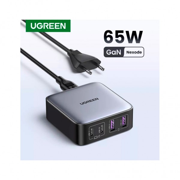 Зарядний пристрій Ugreen 4xUSB 65W (2хUSB-C+2xUSB-A) Gan CD327 (90747)