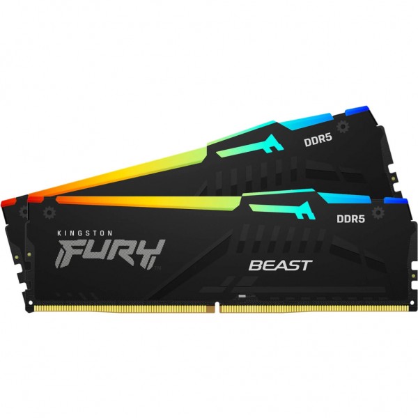 Модуль пам'яті для комп'ютера DDR5 64GB (2x32GB) 5600 MHz Beast RGB EXPO Black Kingston Fury (ex.HyperX) (KF556C36BBE2AK2-64)
