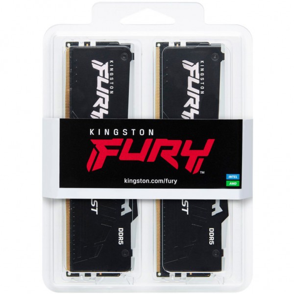 Модуль пам'яті для комп'ютера DDR5 64GB (2x32GB) 5600 MHz Beast RGB EXPO Black Kingston Fury (ex.HyperX) (KF556C36BBE2AK2-64)