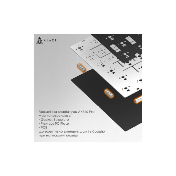 Клавіатура Ajazz AK820 Pro Gift Switch Black RGB USB/Wireless/Bluetooth UA Black (AK820PRO-G-BGY)
