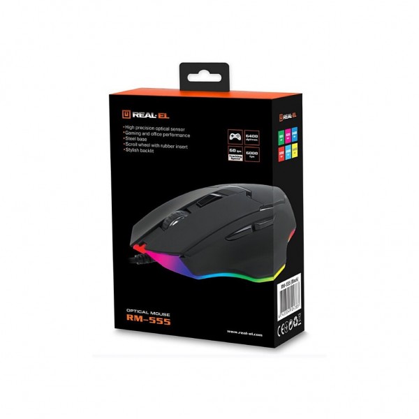 Мишка REAL-EL RM-555 USB Black (EL123200032)