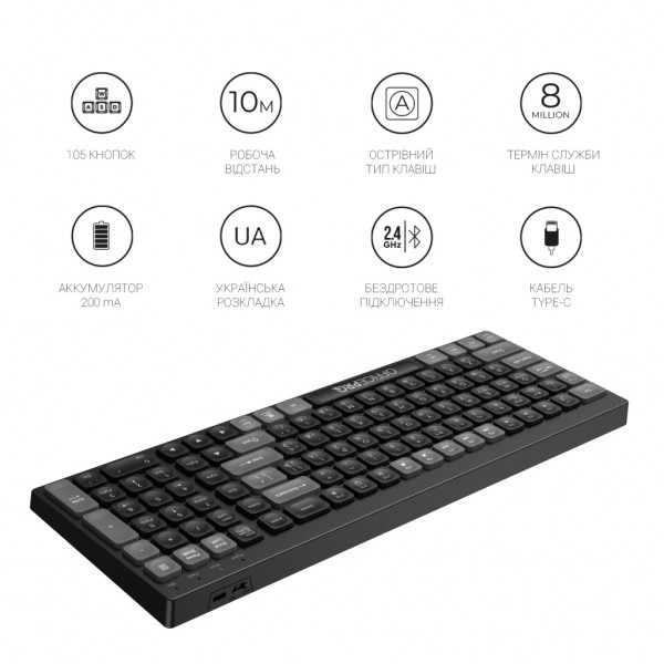 Клавіатура OfficePro SK985BO Bluetooth/Wireless UA Black/White (SK985BO)