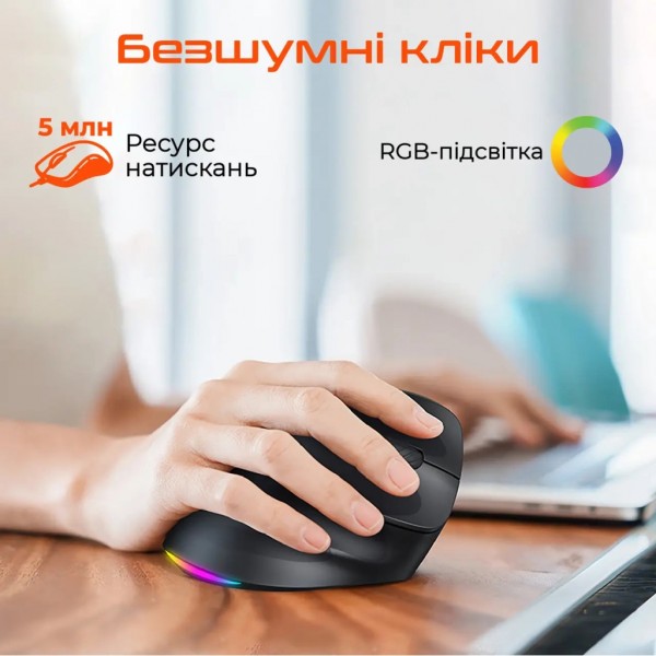 Мишка Meetion BTM010R RGB Bluetooth/Wireless Black (MT-BTM010R-A)