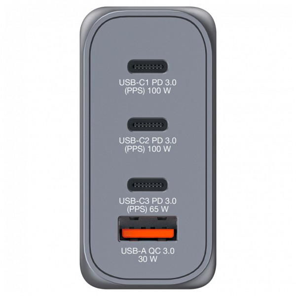Зарядний пристрій Verbatim GaN 100 W 4 ports (2xUSB-C-100 W,USB-C 65 W /USB-A -3.0) (32202)