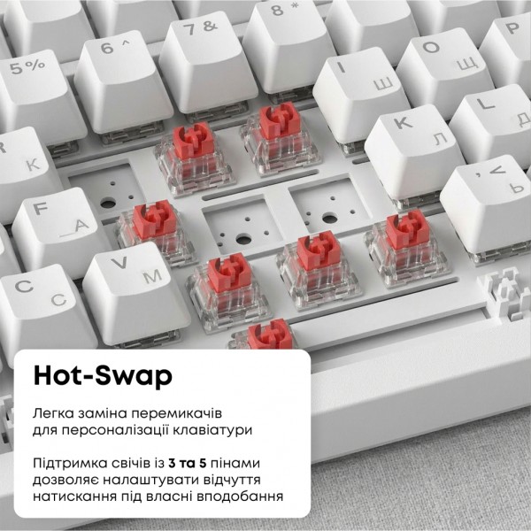 Клавіатура Ajazz AK820 Red Switch USB-C UA White (AK820-R-W)