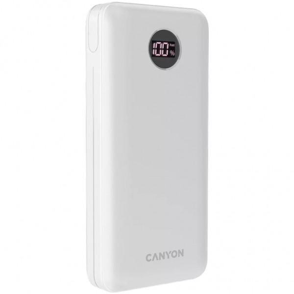 Батарея універсальна Canyon PB-2002 20000mAh, PD/20W, QC/3.0/22.5W, White (CNE-CPB2002W)