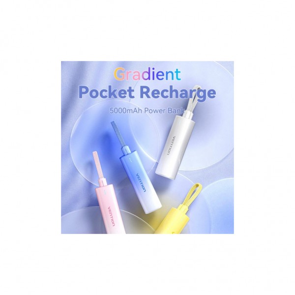 Батарея універсальна Vention 5000mAh 20W PD, USB-C In/Out, Lightning In/Out, with cable, Gradient Blue (FHWL0)