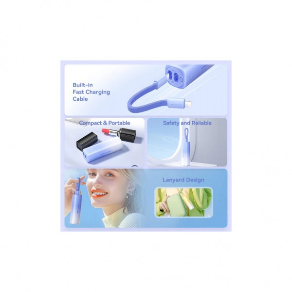 Батарея універсальна Vention 5000mAh 20W PD, USB-C In/Out, Lightning In/Out, with cable, Gradient Blue (FHWL0)