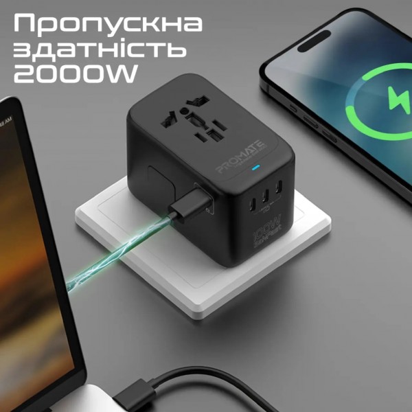 Зарядний пристрій Promate tripmate-gan100