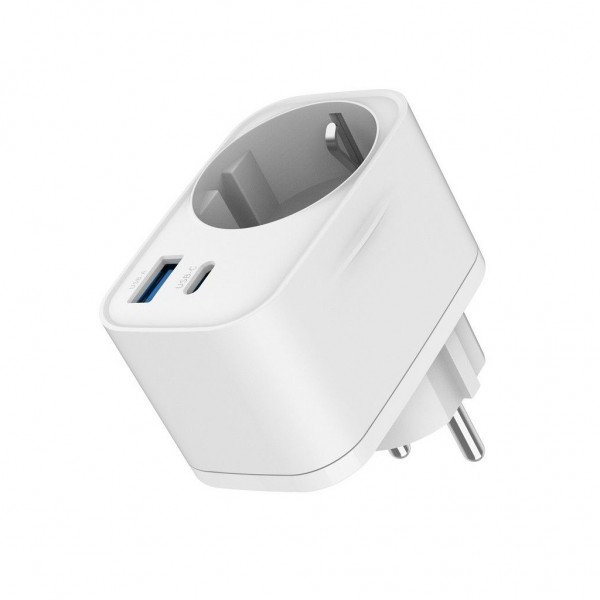 Зарядний пристрій Gembird 1xUSB-C PD20W + 1xUSB QC3.0 + Schuko white (TA-ACPDQC20-01-W)