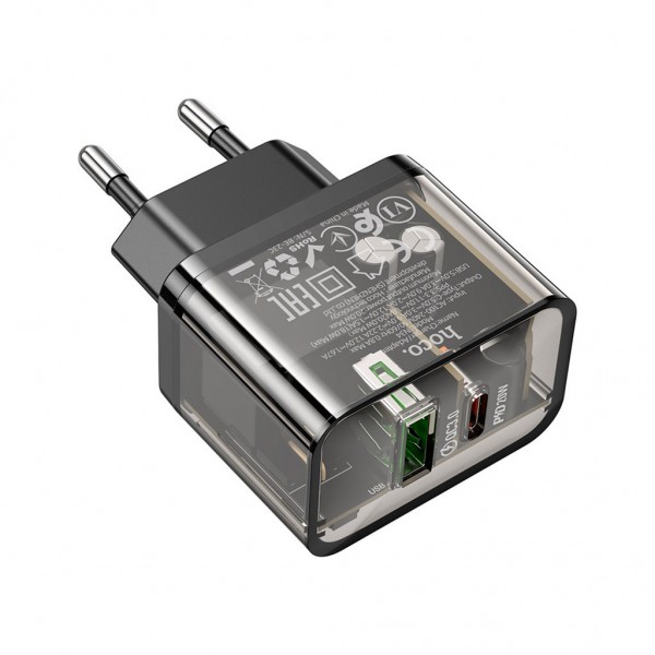 Зарядний пристрій HOCO N34 Dazzling dual-port Black (6931474799166)