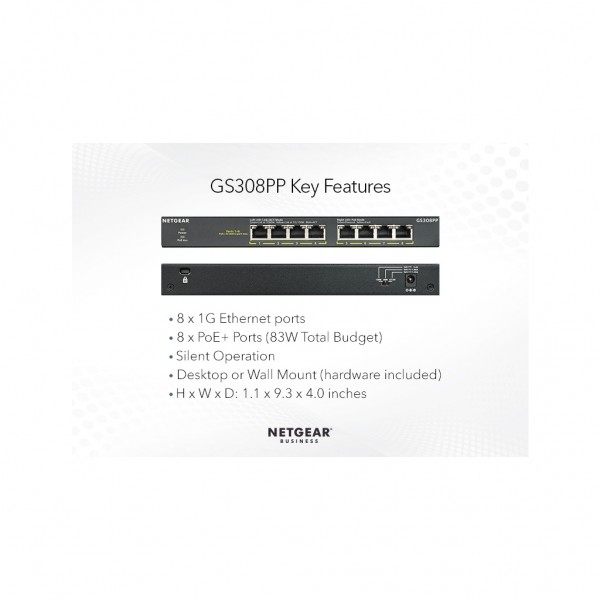 Комутатор мережевий Netgear GS308PP-100EUS