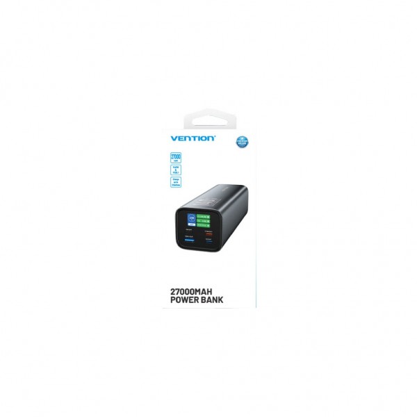 Батарея універсальна VENTION 27000mAh 140W 5A PD, QC/3.0, 2xUSB-C, USB-A, LED Display, Gray (FHVH0)