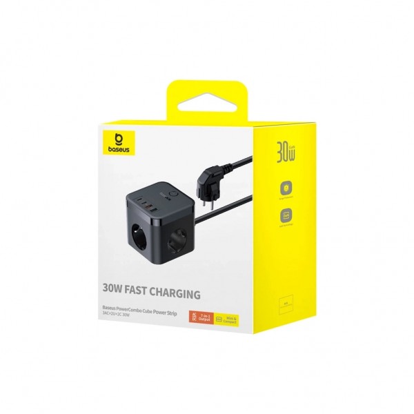 Мережевий фільтр живлення Baseus PowerCombo Cube Power Strip (E00066400117-00)