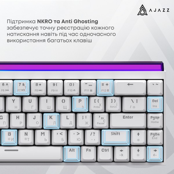 Клавіатура Ajazz NK68 Red Switch USB UA White (NK68-R-W)