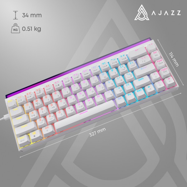 Клавіатура Ajazz NK68 Red Switch USB UA White (NK68-R-W)