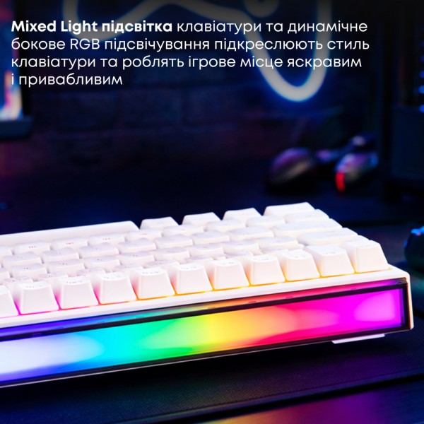 Клавіатура Ajazz NK68 Red Switch USB UA White (NK68-R-W)