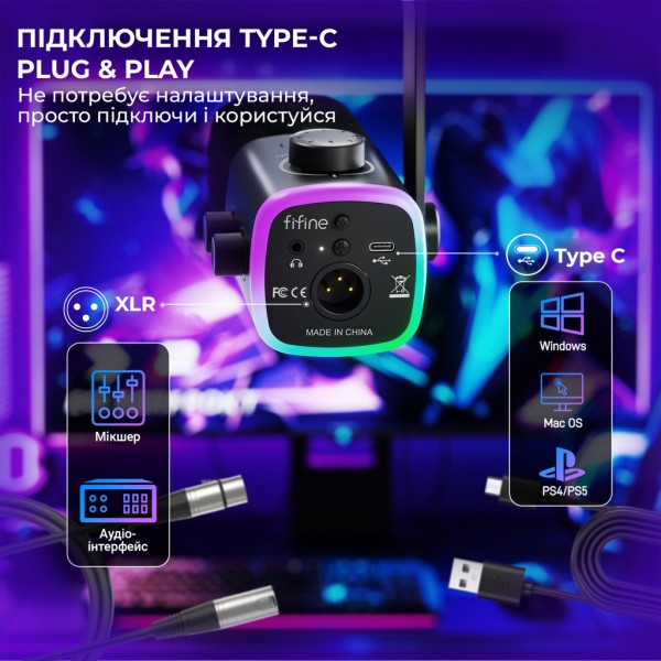 Мікрофон Fifine AM9 USB Black (AM9)