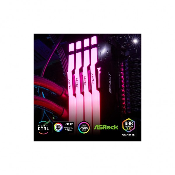Модуль пам'яті для комп'ютера DDR5 128GB (2x64GB) 5600 MHz Beast RGB Kingston Fury (ex.HyperX) (KF556C40BBAK2-128)