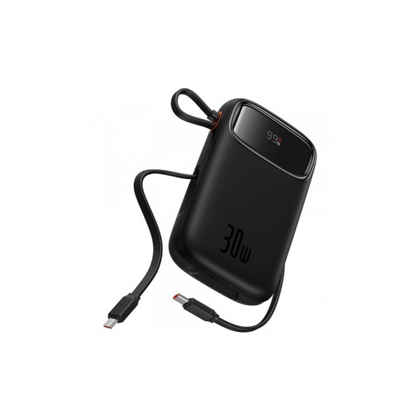 Батарея універсальна Baseus 10000mAh Qpow 2 30W PD/3.0, QC/3.0, w/built-in USB-C cable, Black (P10055008113)