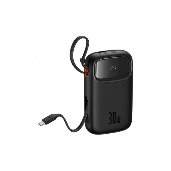 Батарея універсальна Baseus 10000mAh Qpow 2 30W PD/3.0, QC/3.0, w/built-in USB-C cable, Black (P10055008113)