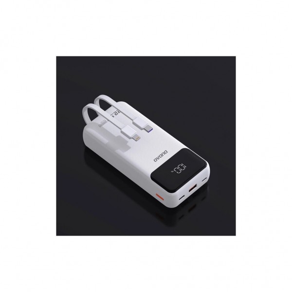 Батарея універсальна Dudao K15Pro 20000mAh PD/22.5W, QC, with built-in cables, White (6977196682447)