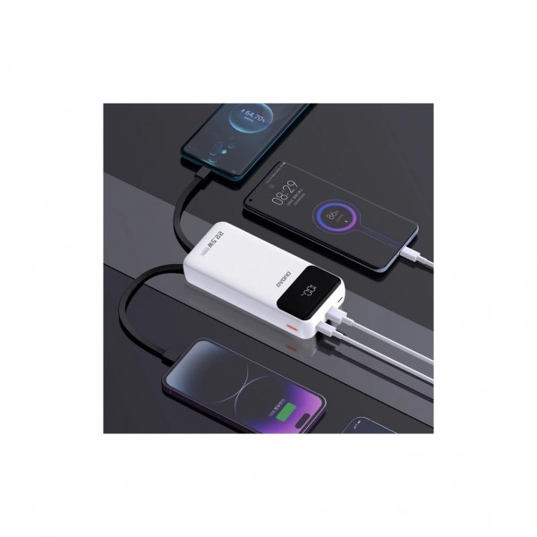 Батарея універсальна Dudao K15Pro 20000mAh PD/22.5W, QC, with built-in cables, White (6977196682447)