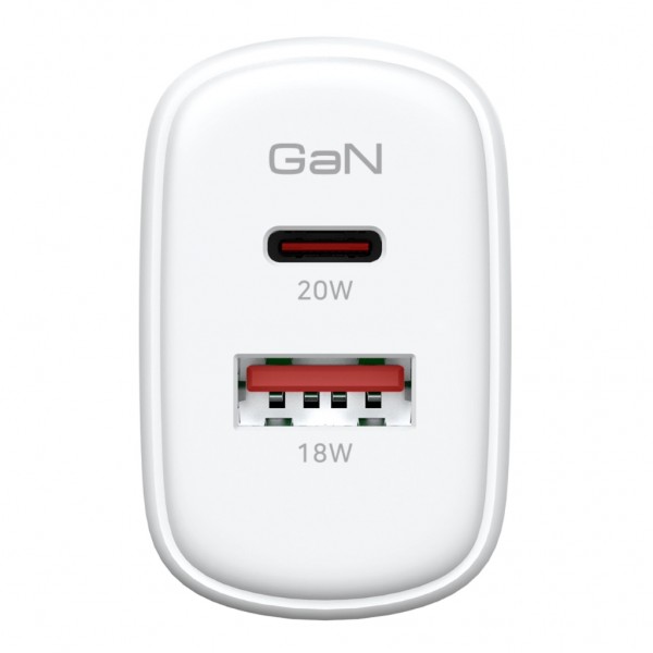 Зарядний пристрій Armorstandart 1xUSB-C + 1xUSB 20W GaN white (ARM89531)